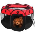 Cage pliable portable pour chien de compagnie- exercice et tente de jeu- couverture en maille pour usage intérieur - extérieur rouge-1