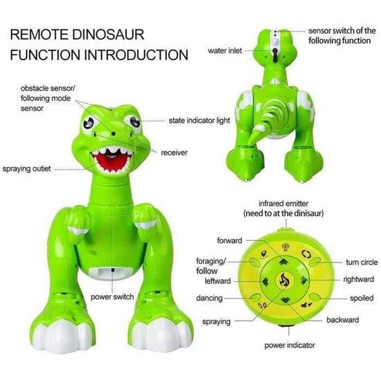 Kikuo Dinosaure Télécommandé Électrique – Marche, Rugit, Lumière Traçante Et Brouillard – Dès 4 Ans