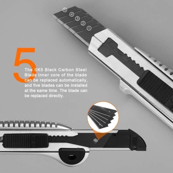Cutter Couteau Pliant en Métal - CHANGM - avec 7 Lames de Rechange -  Poignée en Aluminium - Cdiscount Bricolage