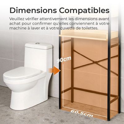 Meuble étagère pour machine à laver et sèche-linge en bois blanc