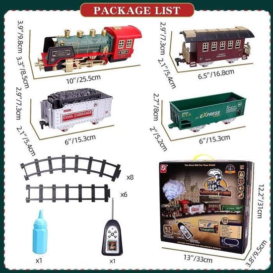 Train électrique Pour Enfants – Rails, Lumières, Sons, Vapeur, Panneaux – De 3 à 8 Ans !