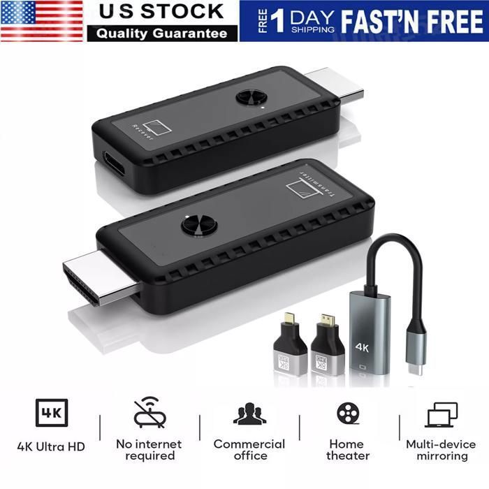 Émetteur/récepteur HDMI Sans Fil 4K/1080p – Portée 30 M, Double Bande 2,4G/5G – Plug & Play, Compatible PC, TV Box, Caméra