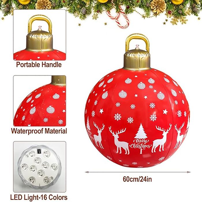 Lot De 2 Boules De Noël Gonflables Géantes - Diamètre 40 Cm, En PVC - Décoration Intérieure/extérieure Pour Noël, Fêtes, Mariage - 2