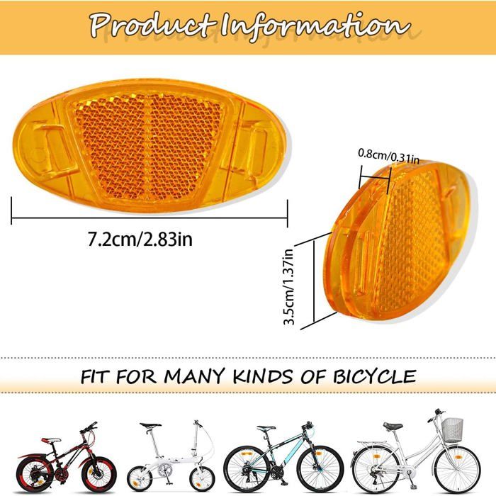 Lot De 4 Bandes Réfléchissantes Jaunes Pour Roues De Vélo – 11x2,8 Cm, Sécurité Nuit, Sans Batterie