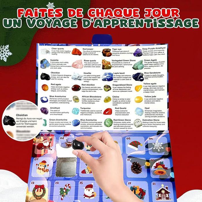 Calendrier De L'Avent 2025 Femme Calendrier De L'Avent Bijoux En Pierres Précieuses, Cadeaux Noel - Cristaux Et Pierres Précieuses - Maison