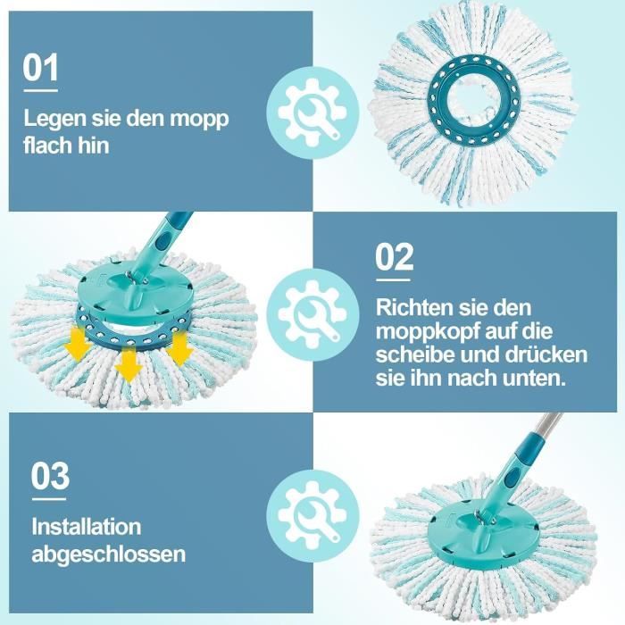 Frogetu Lot De 4 Têtes De Rechange Microfibre Pour Leifheit Clean Twist Disc Mop – Super Absorbantes, Lavables, Idéales Sols & Vitres