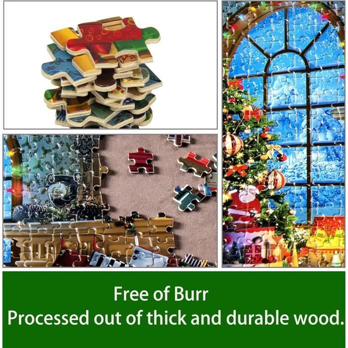 Puzzle de noël en bois pour adultes, 100/200/300 pièces, thème de noël, jeu  familial d'anniversaire, jouets d'équipe, cadeaux pour enfants