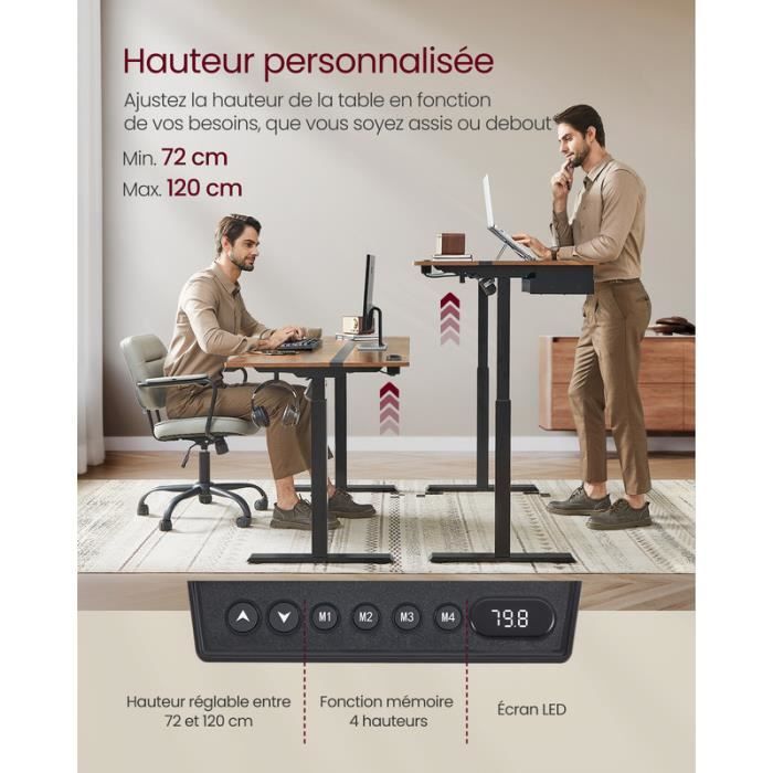 Agilestic Bureau Réglable En Hauteur Électrique 110x60 Cm - Bureau Assis-Debout Ergonomique Avec Mémoire Et Anti-Collision