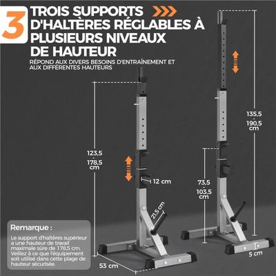 Support D'haltères Yaheetech - Capacité 300 Kg - 8 Crochets, 7 Supports De Poids - Acier Peint Anti-rouille - Pieds Antidérapants - 100x53x102,5 Cm