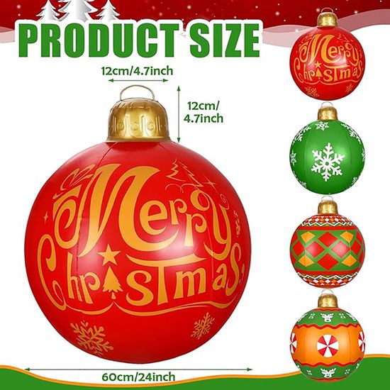Lot De 2 Boules De Noël Gonflables Géantes - Diamètre 40 Cm, En PVC - Décoration Intérieure/extérieure Pour Noël, Fêtes, Mariage - 3