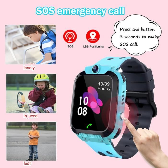 Montre GPS Enfant Tracker Montre Connectée Enfant Fille Garçon, Montre  Téléphone SOS Anti-Perte Call Smartwatch avec caméra, A62 - Cdiscount  Téléphonie