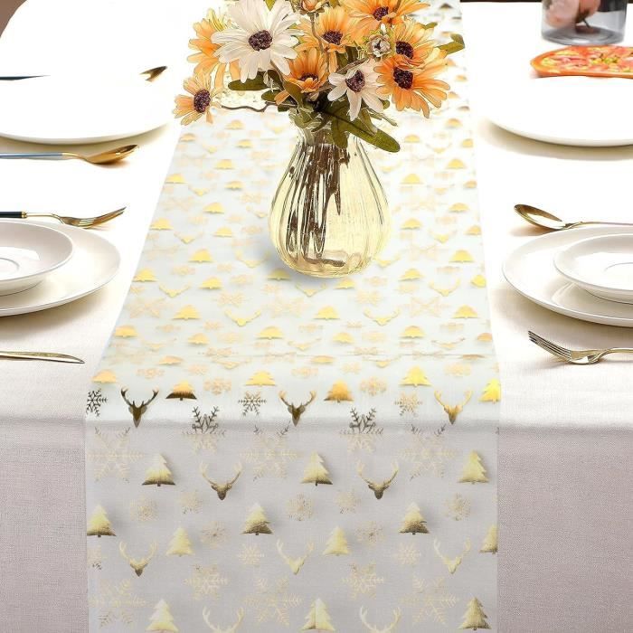 Chemin De Table Filet à Feuilles D'Or – 28 Cm X 10 M, Polyester, Décoration Fête, Mariage, Noël, Anniversaire