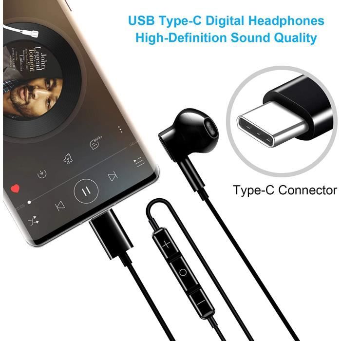 Écouteurs USB C pour Samsung A33/A53/S20/S21 FE/S22/S23 Ultra HiFi