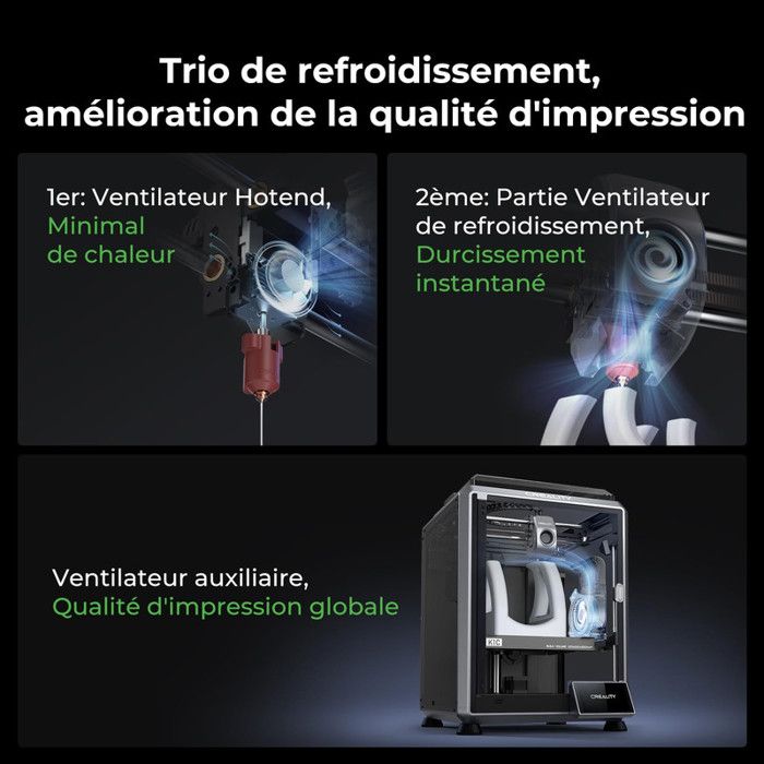 Imprimante 3D K1C Haute Vitesse - 600mm/s, Nivellement Auto, Caméra IA - NEUVE