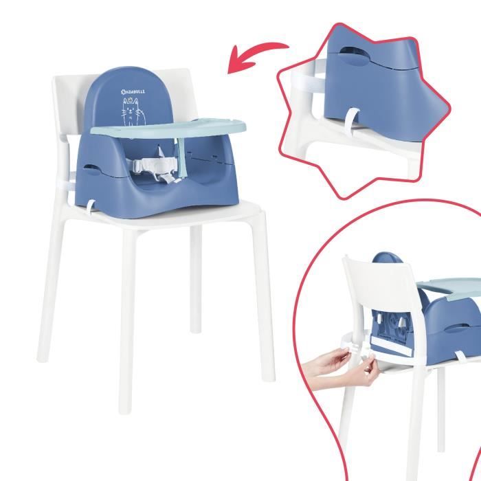 Rehausseur de chaise ultra compact trendy meal bleu/gris Badabulle