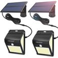 Applique détecteur ave panneau solaire séparé puissante, MEIKEE Eclairage Solaire exterieur led câble 3m, Lampe de sécurité 200-0