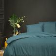 Parures de couettes - Today - Parure de lit double en coton "Hotel Tropik" - Bleu paon - 240 x 260 cm-0