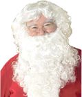 BEIJIYI Barbe de Santa Barbe de Pere Noel, Perruque Pere Noel Luxe Naturel Complète et Multicouche, Ensemble de Perruque et Barbe Noël