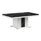ALTOBUY ARIANE - Table Basse Pied Central Blanc et Aspect Marbre Noir