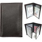 LOLUNA® Etui porte carte grise cuir, permis conduire voiture, identité et assurance, 4 volets fenêtres transparentes - Brun