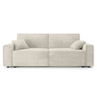 BAÏTA Canapé droit MIRA convertible velours côtelé beige 3 places