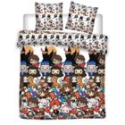 WARNER BROS Harry Potter Emoji - Parure de lit double enfant 2 places - Housse de Couette 200x200 cm et 2 Taies d’oreiller 63x63 cm.