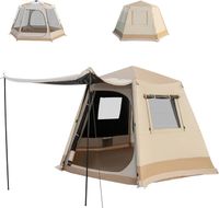 GOPLUS Tente de Camping Pop-Up pour 4-6 Personnes, avec Fixation Automatique, Double Couche & Double Toit, 2 Entrées &4 Fenêtres