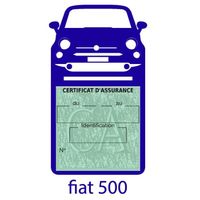 Simple porte vignette assurance New Fiat 500 sticker adhésif Bleu foncé