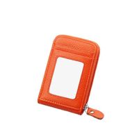 Portefeuille Carte en Cuir RFID 12 Fentes Porte Carte Bancaire Fermeture Eclair pour Femmes Hommes Unisexe Orange