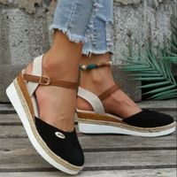 Sandales à talons compensés pour femmes, nouvelles chaussures d'été JF™ - noir