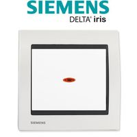 Siemens - Va et Vient Lumineux Blanc Delta Iris + Plaque Métal Blanc