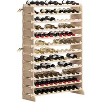 SogesHome Casier à vin en bois non traité, à 12 niveaux, capacité de 120 bouteilles, 110 x 35 x 140 cm