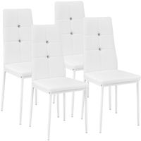 TECTAKE Ensemble 4 chaises de salle à manger JULIEN Rembourré avec revêtement aspect cuir - Blanc