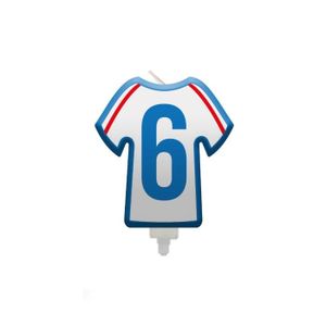 BOUGIE ANNIVERSAIRE BOUGIE CHIFFRE 6 MAILLOT FRANCE FOOTBALL 8CM  Blan