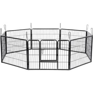 ENCLOS - CHENIL Parc enclos cage pour chiens chiots animaux de compagnie 163 x 163 cm noir 3712019