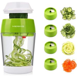 Spiralizer Hachoir à légumes en spirale manuel pour créer des spaghettis sans fin 13*7CM blanc