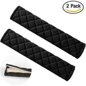 ASARAH Lot de 4 protège-ceintures de voiture avec fermeture Velcro en velours Noir 