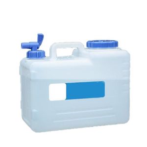 Relaxdays Bidon d'eau avec robinet, 15 litres, plastique sans BPA,  couvercle, poignée, réservoir, blanc/orange