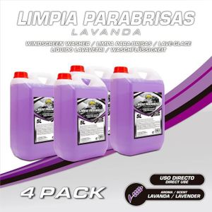 LIQUIDE LAVE-GLACE Lot de 4 bouteilles de nettoyant pour voiture Abc Lavender Scented Washer 5 litres 20 litres au total - Nouvelle formule amélioré