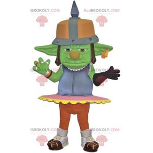 DÉGUISEMENT - PANOPLIE Mascotte de troll vert avec un casque en métal. Co