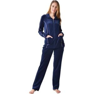 SURVÊTEMENT RAIKOU Survêtement Femme Ensemble Velours Sportswear Sweat Zippé Jogging Sport Pyjama 2 Pièces Bleu Nuit 