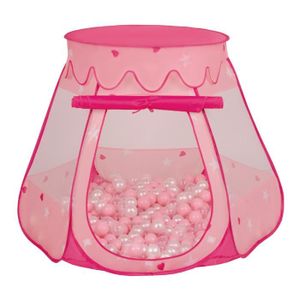 TENTE TUNNEL D'ACTIVITÉ Tente De Jeux + 600 balles colorées - Selonis - 105X90cm - Rose, Rose Poudré-Perle-Transparent
