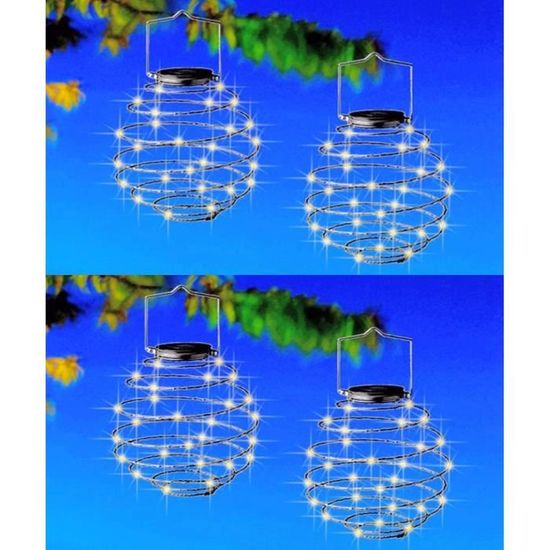 Lanternes Solaires Extérieures Avec Flamme Vacillante - Lot De 4, étanches IP65, Charge Solaire/USB - Déco Jardin