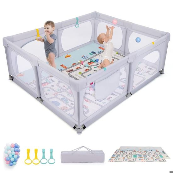 DREAMADE Parc pour Bébé Pliable en Tissu Oxford, avec 50 Boules, Pieds