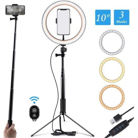 Led Anneau lumineux RGB pour Trépied avec télécommande Bluetooth 26CM