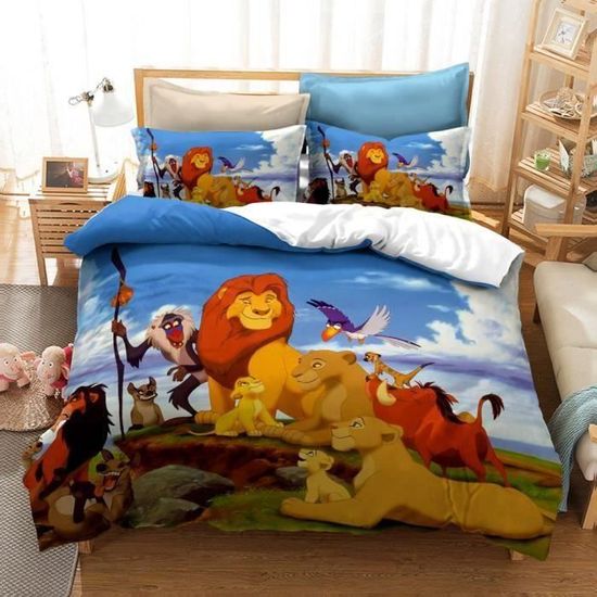 Le Roi Lion Parure de Lit 200x200cm, The Lion King Parure de lit avec Housse de Couette + 2 Taie d'oreiller