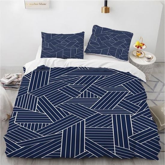 Parure De Lit 2 Personnes 240x260 Cm - Housse De Couette Marbre Gris Or + 2 Taies 65x65 Cm, Microfibre Douce
