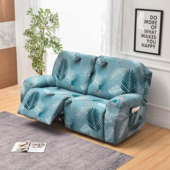 Housse De Fauteuil Inclinable 3 Places Extensible - Gris Foncé - Avec Poches Latérales - Lavable En Machine