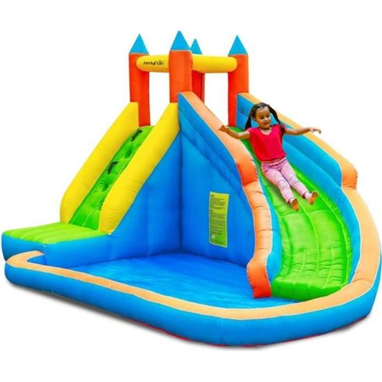 Château Aquatique Gonflable pour enfants 4m - Aire de jeux avec Escalade, Toboggan et Piscine - Play4fun