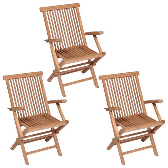 Déco Lot de 3 Chaises de jardin pliables Contemporain  Fauteuil de